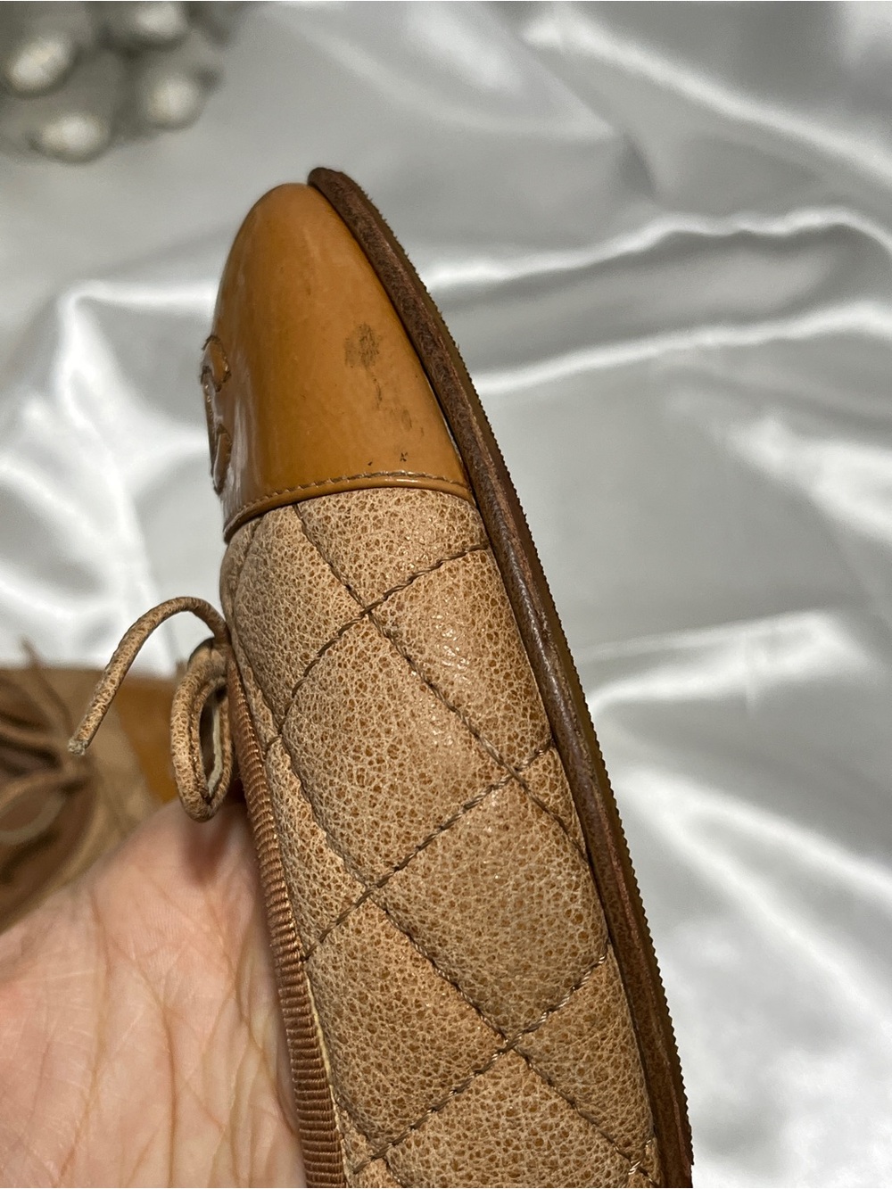 CHANEL Quilted Ballet Flats with Patent Camel Toe Cap - Picture 13 of 16